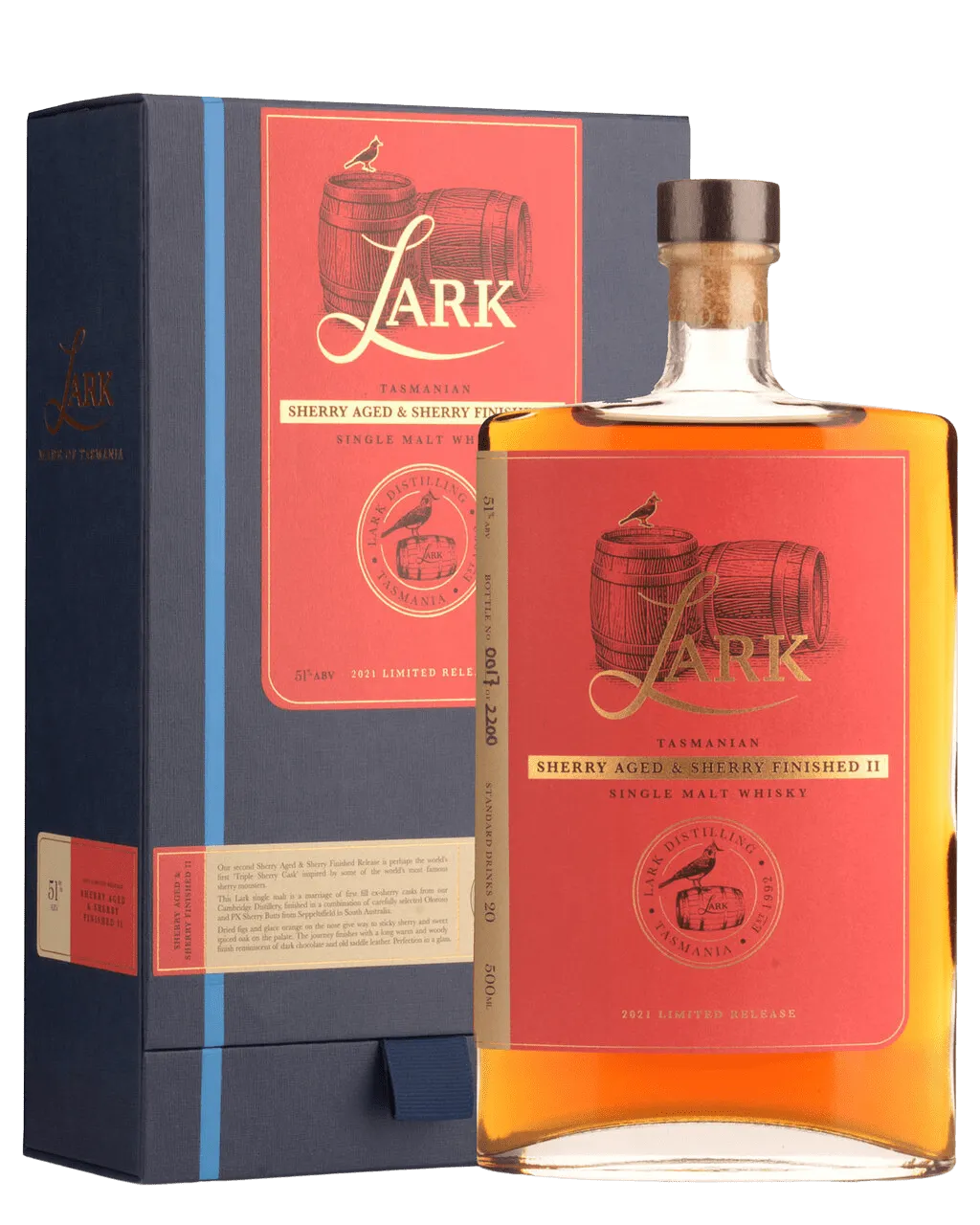 Liquor Loot- Lark Distillery Sherry Aged & Sherry Finished II Single Malt Australian Whisky (500mL) -