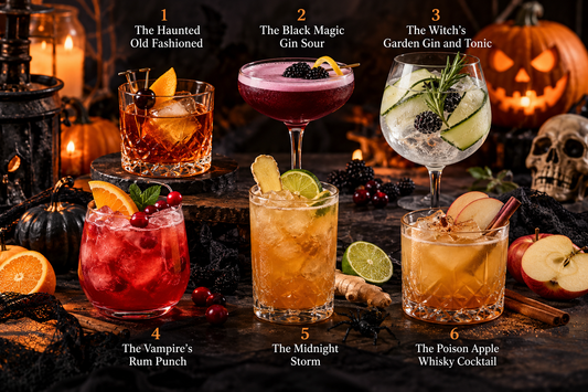 Halloween Cocktails with Whisky, Gin and Rum