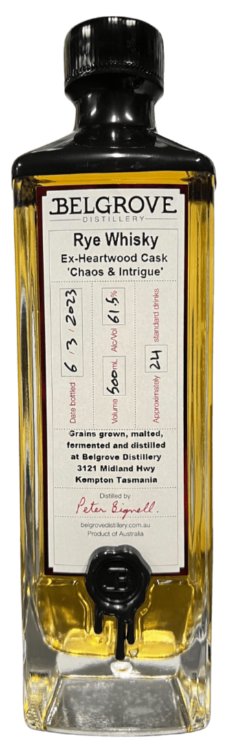 Belgrove Distillery Ex-Heartwood Cask 'Chaos and Intrigue' Rye Whisky (500mL) - Liquor Loot- 