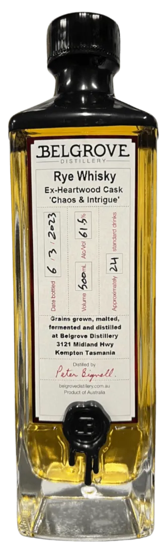  Liquor Loot- Belgrove Distillery Ex-Heartwood Cask 'Chaos and Intrigue' Rye Whisky (500mL) -  