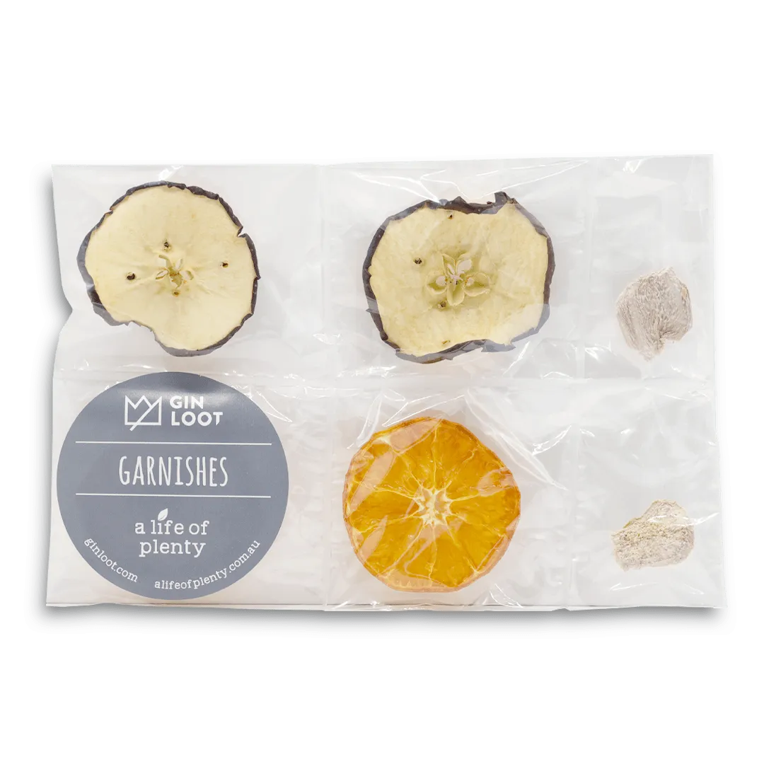  Liquor Loot- Blue Garnish Pairing Pack - Apple, Mandarin & Ginger -  
