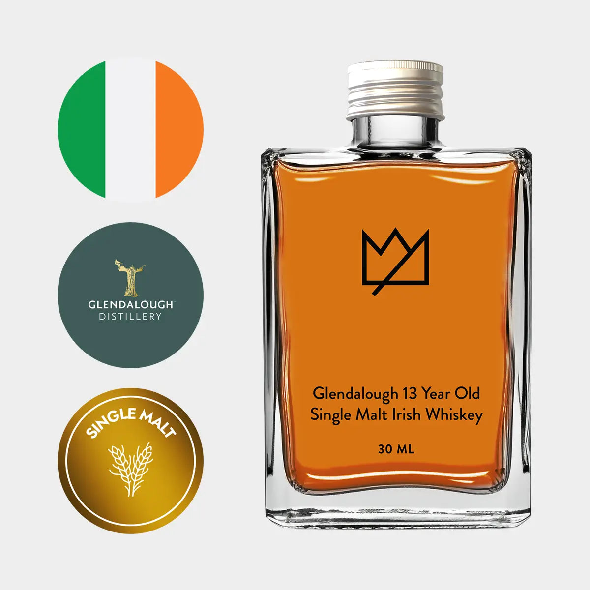 Glendalough 13 Year Old Single Malt Irish Whiskey 30ml, Liquor Loot
