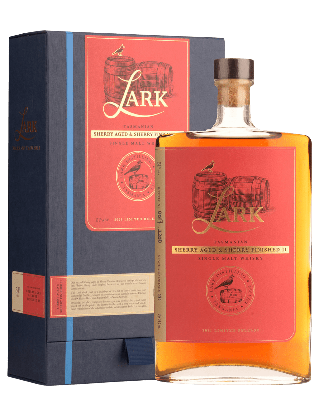 Lark Distillery Sherry Aged & Sherry Finished II Single Malt Australian Whisky (500mL) - Liquor Loot- 