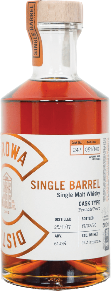 Corowa Distilling Co. French Oak Port Cask Single Malt Australian Whisky (500mL) - Liquor Loot- 