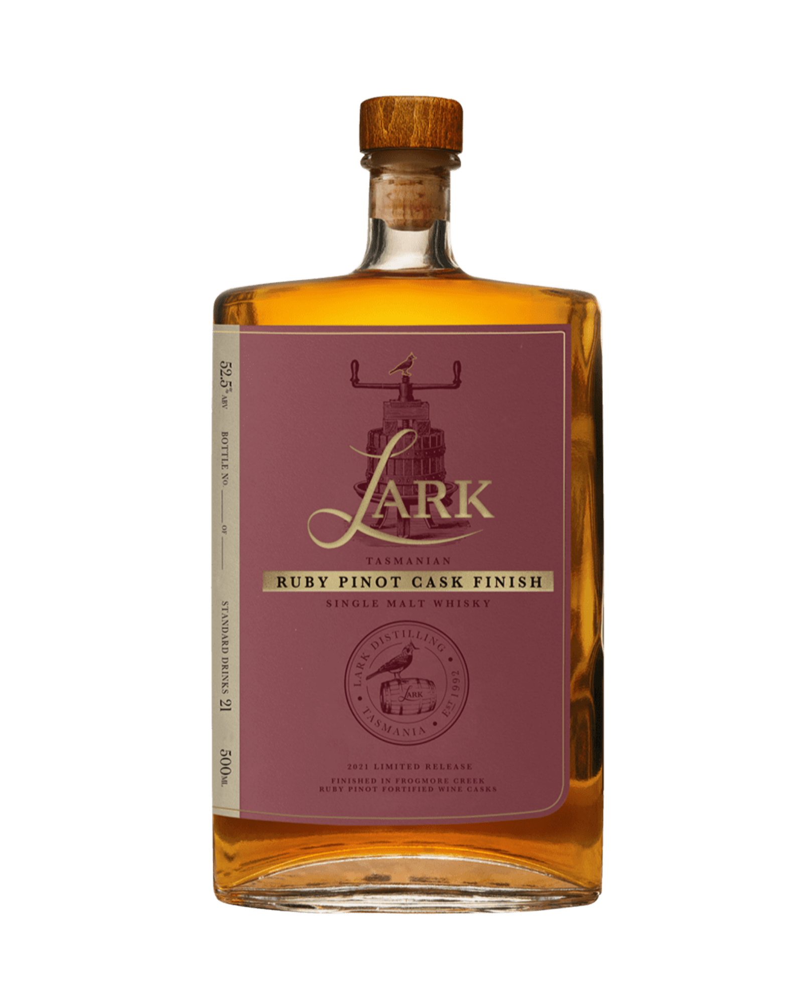 Lark Ruby Pinot Cask Finish Single Malt Australian Whisky (500mL) - Liquor Loot- 