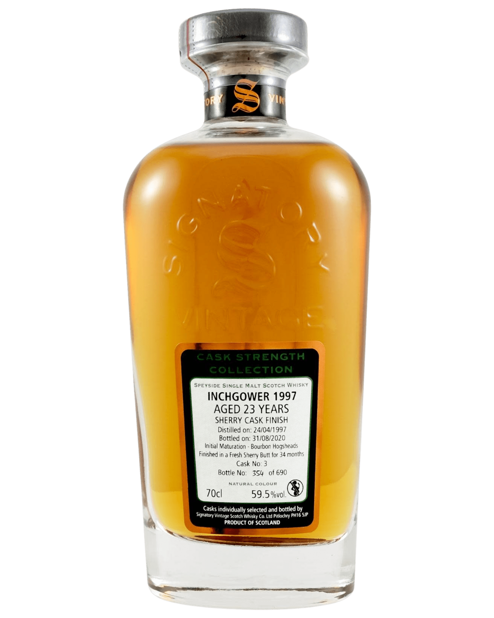 Signatory Vintage Cask Strength Inchgower 1997 23 Year Old Single Malt Scotch Whisky (700mL) - Liquor Loot- 