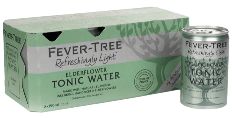 Fever-Tree Refreshingly Light Elderflower Tonic Water Cans (150ml x 8) - Liquor Loot- 