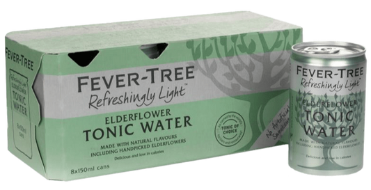 Fever-Tree Refreshingly Light Elderflower Tonic Water Cans (150ml x 8) - Liquor Loot- 